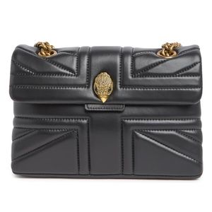 Kurt Geiger London Large Kensington Union Jack Black Leather Shoulder Bag NWT